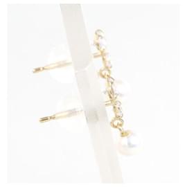 Autre Marque-K10 Yellow Gold Pearl Earrings with Zirconia in Excellent Condition-Other