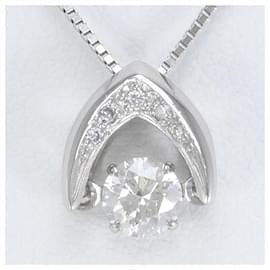 Autre Marque-PT900 Platinum PT850 Necklace Diamond 0.253 VS1 in Excellent Condition-Other