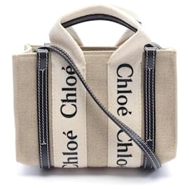 Autre Marque-Chloe Woody Mini Tote Canvas Tote Bag 2120700132516 in Great Condition-Other