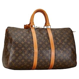 Autre Marque-Louis Vuitton Monogram Keepall 45 Travel Bag M41428 Brown PVC Leather in Very Good Condition-Other