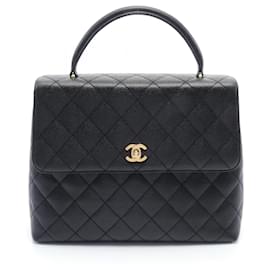 Autre Marque-Chanel CC Quilted Caviar Top Handle Bag Leather Handbag A12397 in Very Good Condition-Other