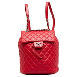 Autre Marque-Chanel Matelasse Coco Mark Lambskin Backpack Red in Very Good Condition-Other