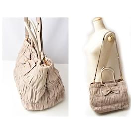 Autre Marque-Prada NAPPA GAUFRE 2way Handbag/Shoulder Bag Beige in Excellent Condition-Other