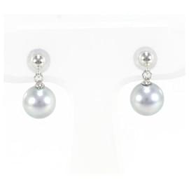 Autre Marque-PT900 Platinum Pearl Earrings in Excellent Condition-Other