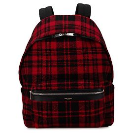Yves Saint Laurent Saint Laurent Wool Leather City Check Backpack 326865 Red