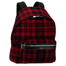 Autre Marque-Saint Laurent Wool Leather Check City Backpack 326865 in Great Condition-Other