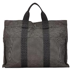 Autre Marque-Hermes Canvas Herline Tote MM Brown in Very Good Condition-Other