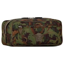 Versace-Versace Medusa Camouflage Nylon Leather Clutch-Green
