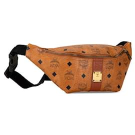 Autre Marque-MCM PVC Leather Body Bag Waist Bag Brown in Great Condition-Other