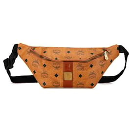 Autre Marque-MCM PVC Leather Body Bag Waist Bag Brown in Very Good Condition-Other