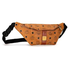 Autre Marque-MCM PVC Leather Body Bag Waist Bag Brown in Very Good Condition-Other