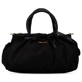 Bolsa Prada em tessuto preto com laço Preto