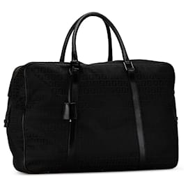 Fendi-Fendi Black Zucchino Canvas Travel Bag-Black