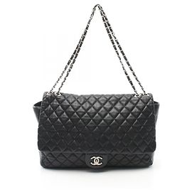 Bolsa de ombro de couro Chanel Jumbo Coco Rain Flap Preto