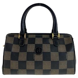 Fendi-Sac à main en cuir PVC Fendi Pequin-Marron