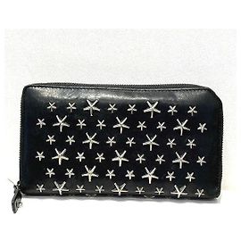 Jimmy Choo Star Studs Leather Zip Wallet Black