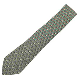 Hermès-Hermes Hat Pattern Silk Tie-Green