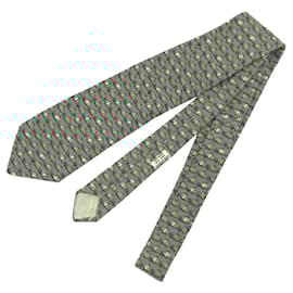 Hermès-Hermes Hat Pattern Silk Tie-Green