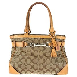 Bolsa tote de lona/couro marrom Coach Marrom