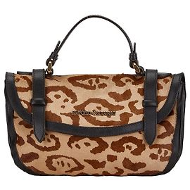 Bolsa de couro Harako com estampa de leopardo Emporio Armani Marrom