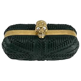 Alexander Mcqueen-skull clutch-Golden,Dark green