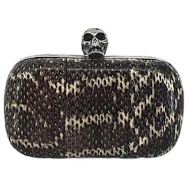Alexander Mcqueen-Skull clutch-Black,Silvery