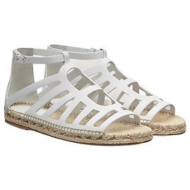 Hermès HERMES Costanza White Leather Espadrille Size 38 White