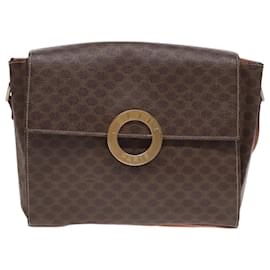 Céline-CELINE Macadam Canvas Shoulder Bag PVC Leather Brown Auth 85007-Brown