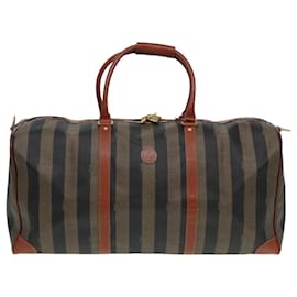 Fendi-Sac Boston en toile Pecan FENDI 2 en 1 marron noir Auth th5207-Marron,Noir
