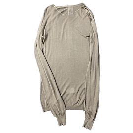 Rick Owens beige semitrasparente a maniche lunghe dell'autunno inverno 2013. Beige