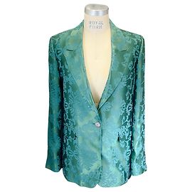 Ann Demeulemeester Emerald Green Jacquard Blazer Green