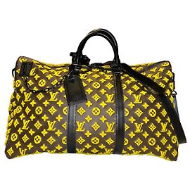 Keepall 50 Louis Vuitton sac de voyage triangle jaune Marron Jaune
