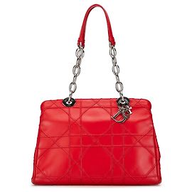 Dior Rot Kleine Lammleder Cannage Soft Zip Einkaufstasche Rot