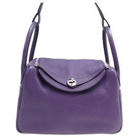 Hermès BOLSA HERMES LINDY 30 EM COURO TAURILLON CLEMENCE H062259CKAH Roxo