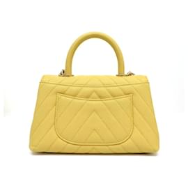 Chanel-NINE CHANEL COCO HANDLE A92990 BAG STRAP LEATHER CHEVRON CAVIAR-Yellow