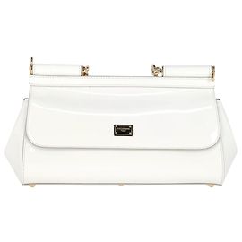 Bolso de mano con solapa alargada Sicily en cuero de ternera blanco de Dolce & Gabbana Blanco