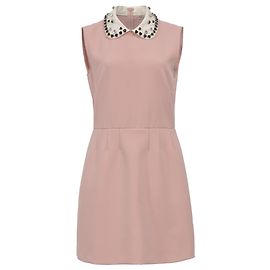 Robe Mini en Cady Embellie Red Valentino en Polyester Rose Pâle Marron Rose