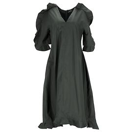 Vestido midi com babados Jil Sander em algodão oliva Verde Verde oliva