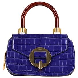 Mulberry Mews Mini Glossed Croc-Effect Shoulder Bag in Blue Leather Blue