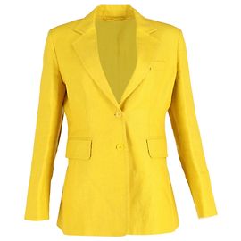 Max Mara Darsena Single-Breasted Jacket in Yellow Linen Yellow