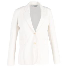Gabriela Hearst Single-Breasted Blazer in White Wool White