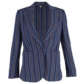 Burberry Single-Breasted Weaved-Stripe Blazer in Navy Blue Wool Blue Navy blue