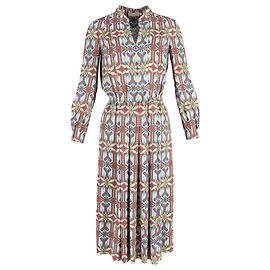 Robe midi plissée à imprimé géométrique Tory Burch en polyester multicolore Multicolore