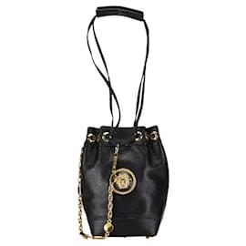 Versace-Versace Medusa Leather Shoulder Bag-Black