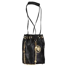 Versace-Versace Medusa Leather Shoulder Bag-Black