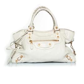 Balenciaga-Balenciaga, leather city bag in white-White