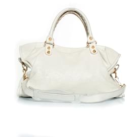 Balenciaga-Balenciaga, leather city bag in white-White