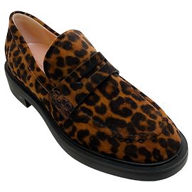 Gianvito Rossi Leopard Wildleder Slipper Braun