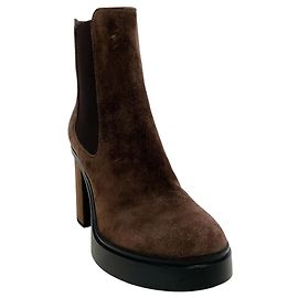 Santoni Brown Suede Libra Platform Boots Brown