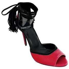 Veloursandalen mit Wildlederbesatz Pierre Hardy Majorelle rosa / schwarz Pink